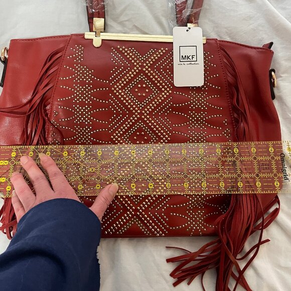 NWT MFK Womens L Satchel Bag Purse Western Fringe Concealed Carry Shoulder Strap - Picture 6 of 16